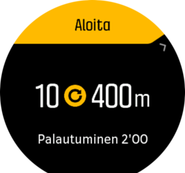 Intervalliharjoituksen käynnistäminen