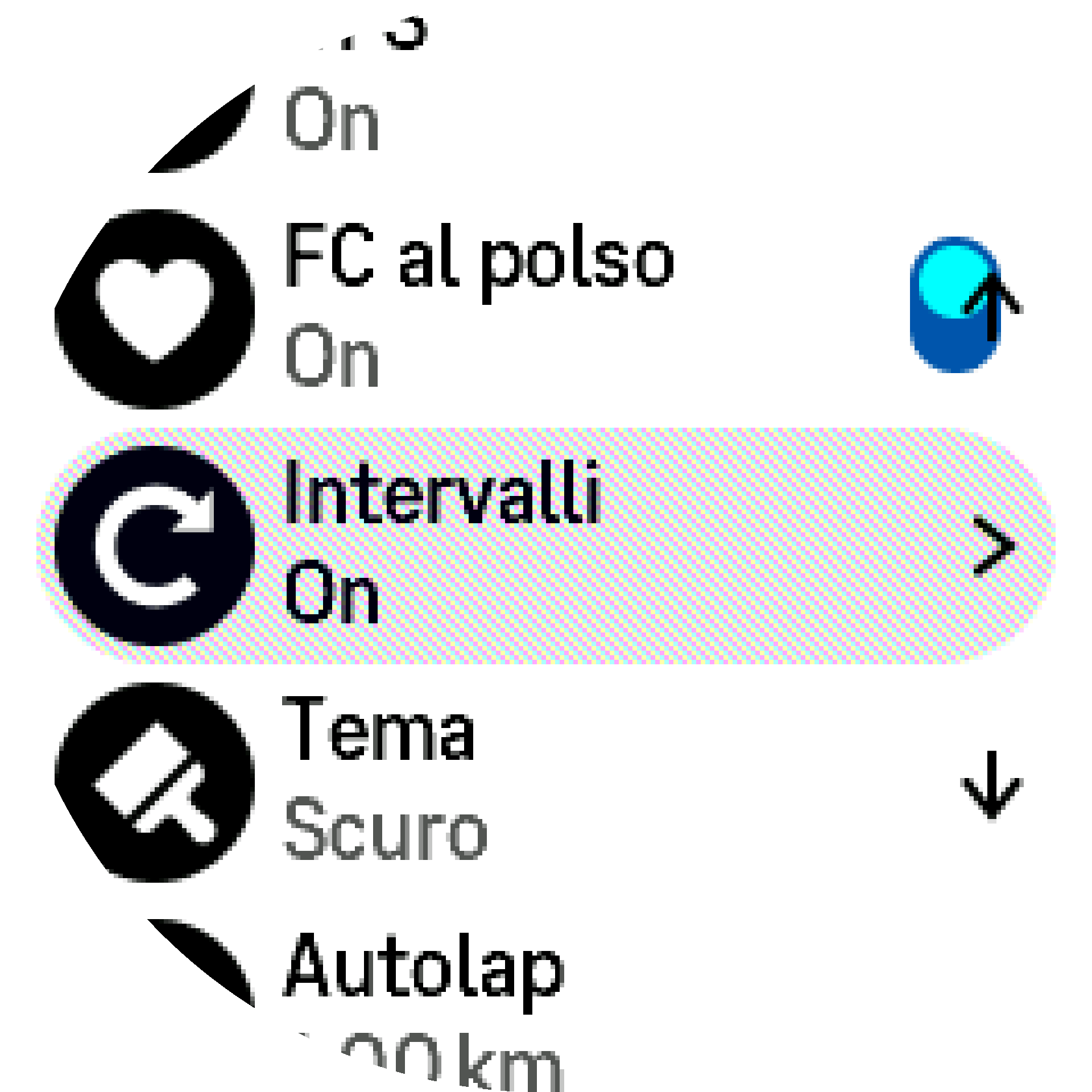 Impostazioni allenamento a intervalli S9PP