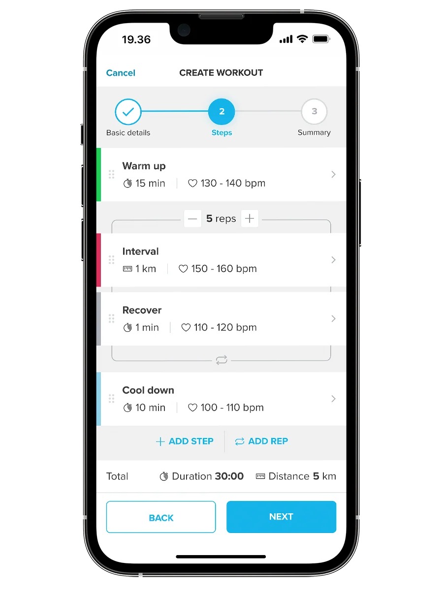 Suunto structured tempo run workout plan