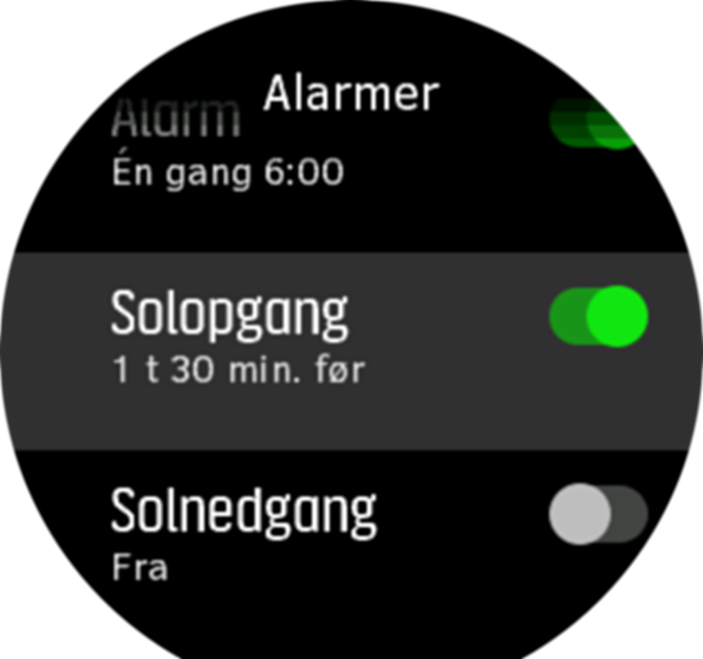 SunriseSunset alarm toggle Spartan
