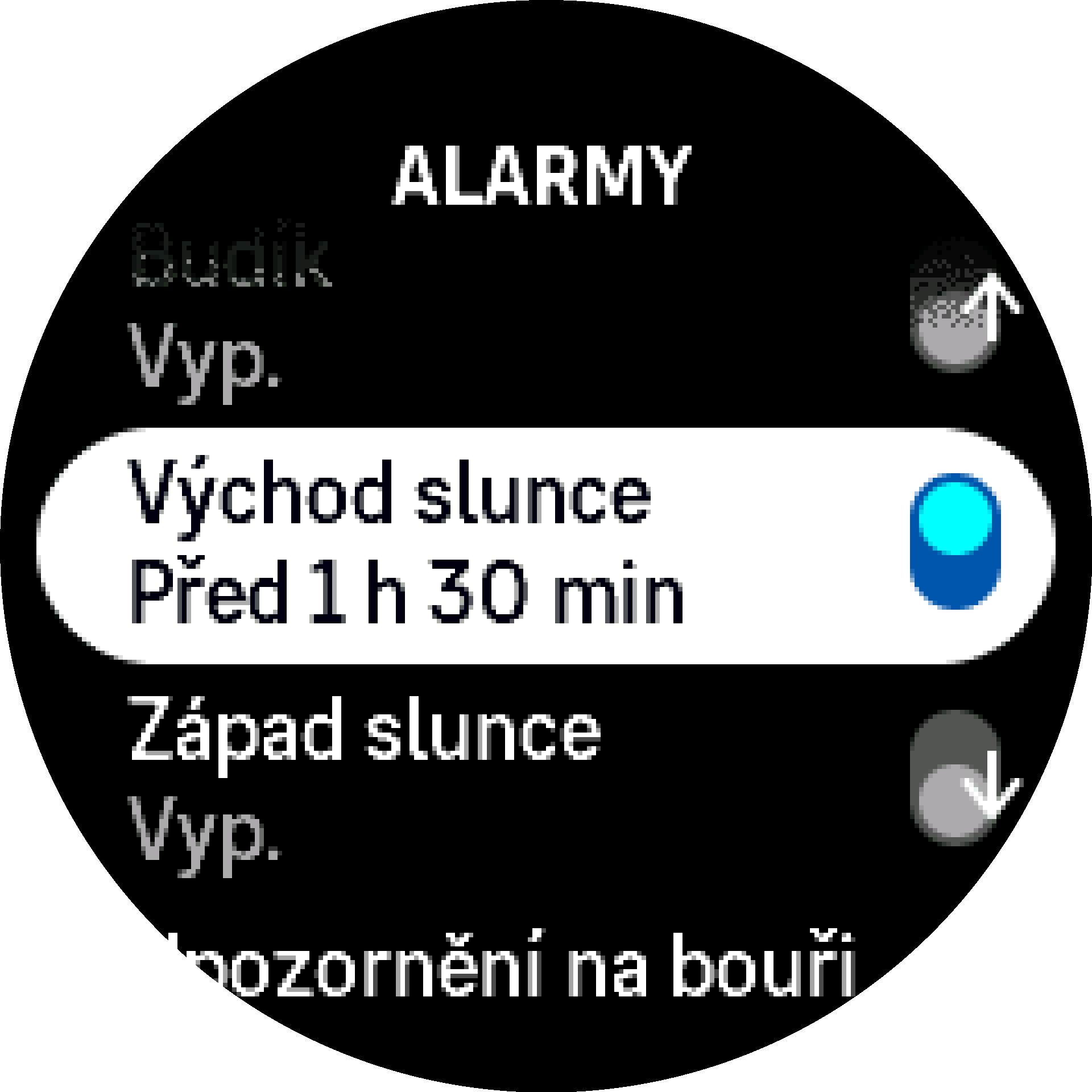 Přepínač upozornění na východ/západ slunce S9PP