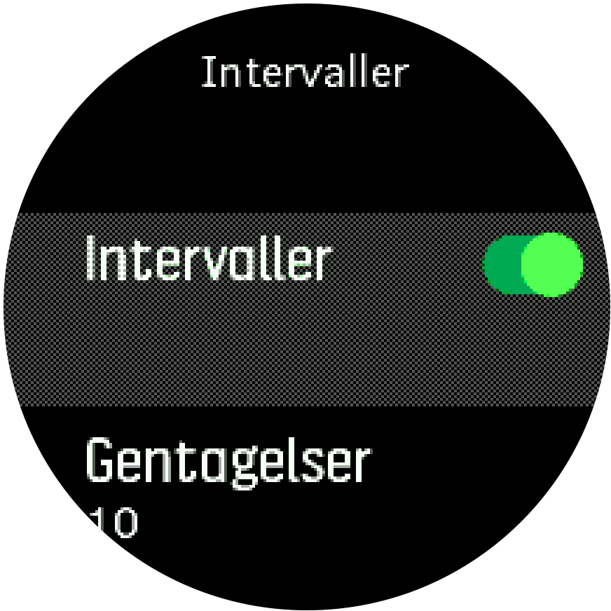 Interval training settings Trainer