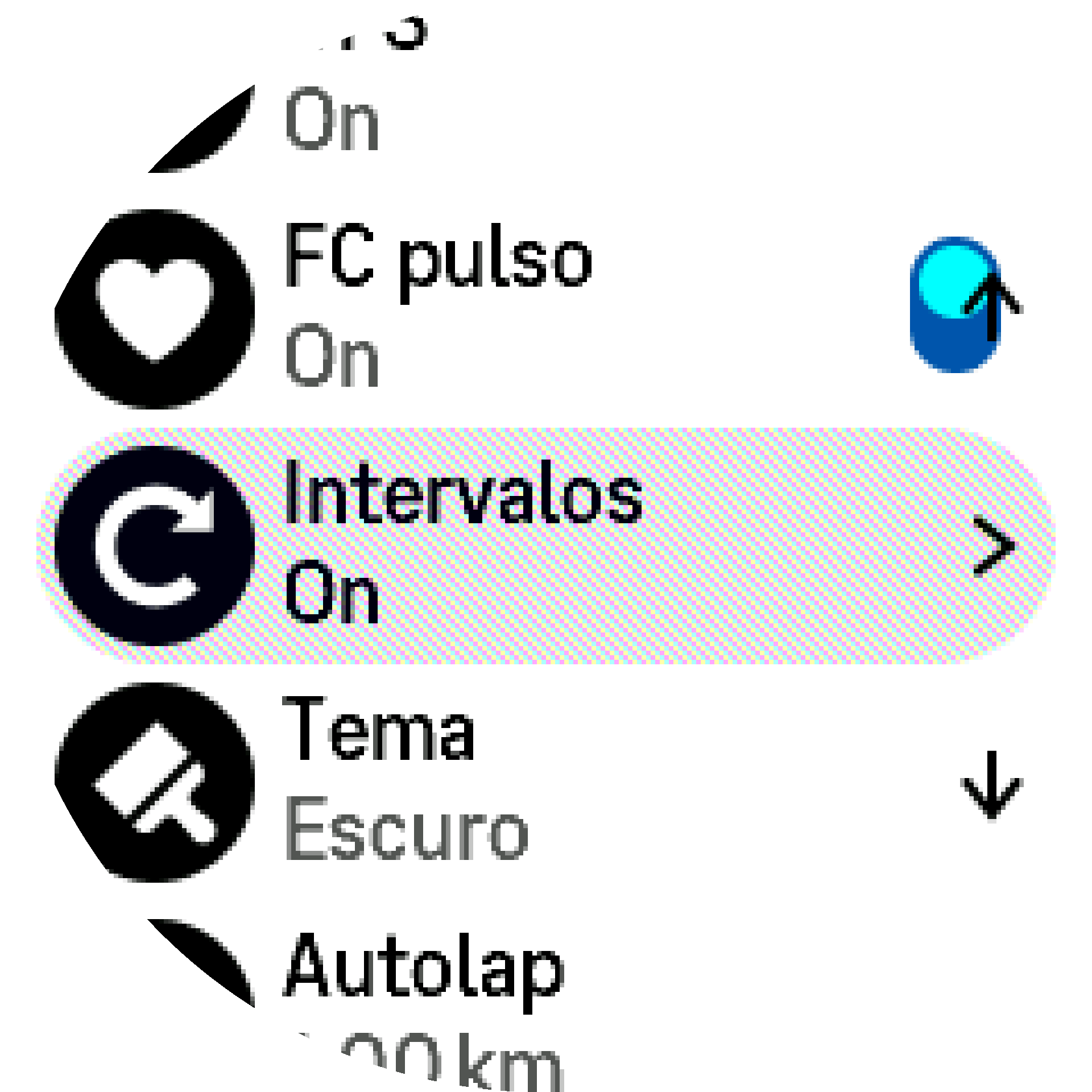 Definições de treino de intervalo S9PP