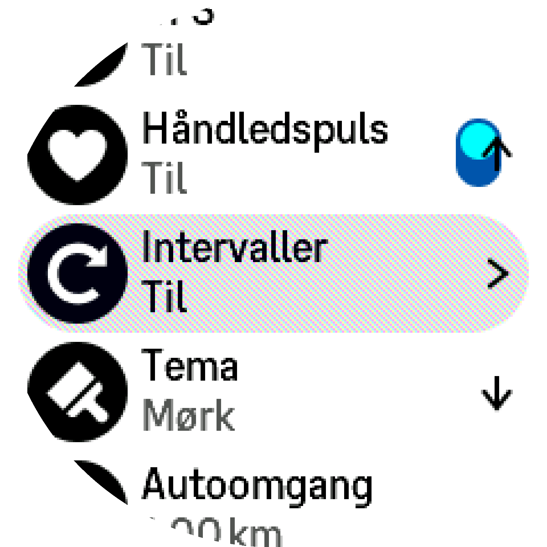 Intervaltræning, indstillinger S9PP