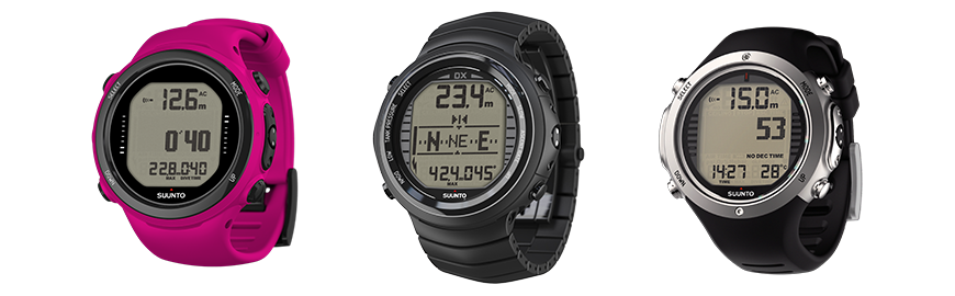 Suunto D4i Novo Pink、Suunto DX Black Titanium、Suunto D6i Novo Stone