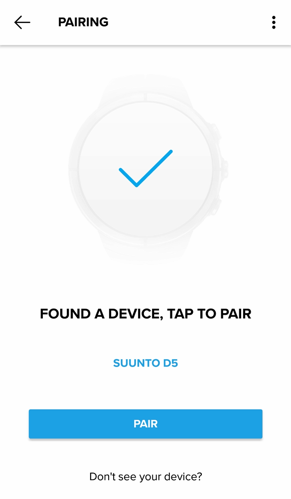 Suunto D5を選択してAndroid用Suuntoアプリとペアリング