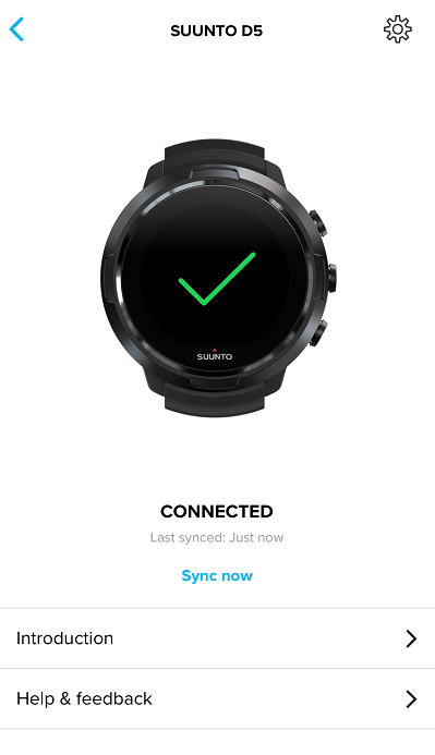 Suunto D5 connecté à l'appli Suunto pour iOS